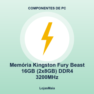 Memória Kingston Fury Beast 16GB (2x8GB) DDR4 3200MHz