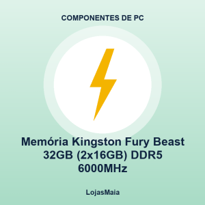 Memória Kingston Fury Beast 32GB (2x16GB) DDR5 6000MHz